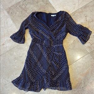 Elegant Navy Polka Dot Dress